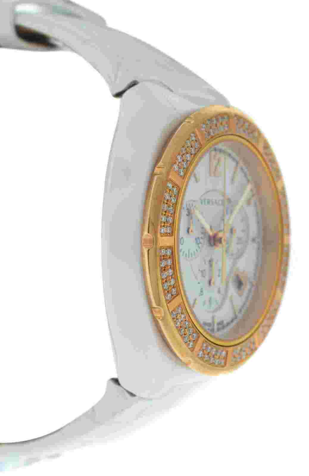 New Versace DV One 28CCP11D001 S001 Gold IP Ceramic 43MM Diamond Quartz Watch