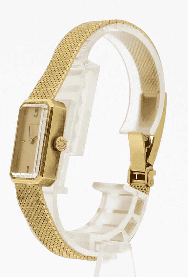 CERTINA 18k Yellow Gold Rectangle Manual Wind Ladies Dress Watch 41.4 Grams
