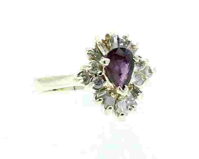 ESTATE 14K YELLOW GOLD AMETHYST .75CT DIAMOND LADIES RING 4 GRAMS SIZE 5