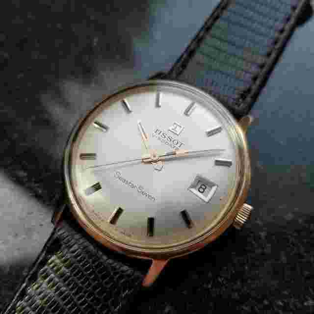 TISSOT Men's 18K Rose Gold Visodate Seastar Seven, c.1970s 35mm Swiss MS179