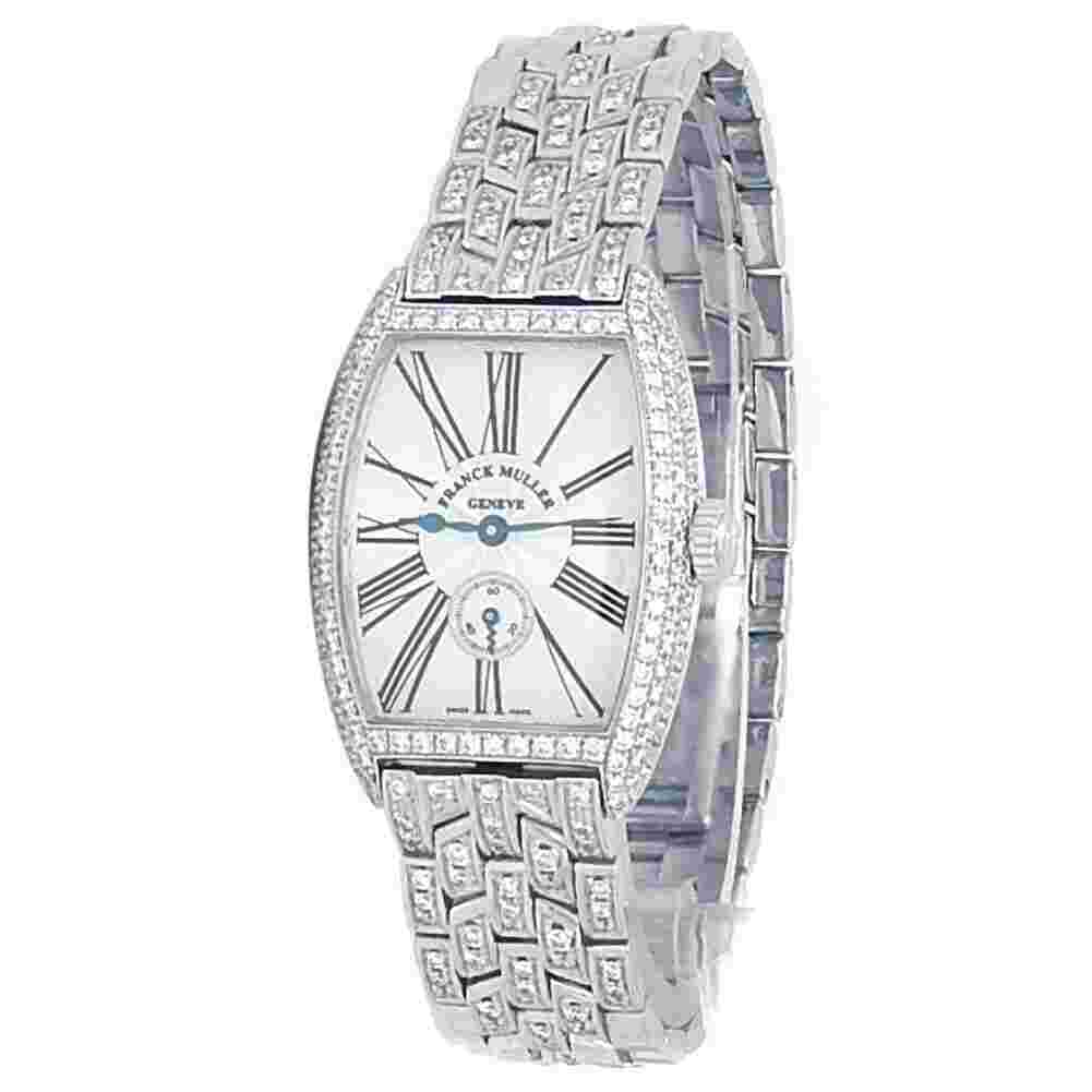 Franck Muller Cintree Curvex 18k White Gold Manual Silver Ladies Watch
