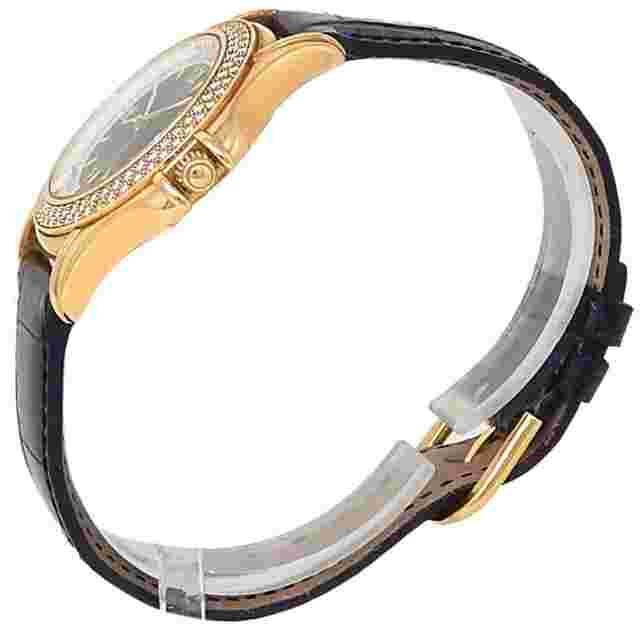 Mauboussin Automatic Diamonds 18k Yellow Gold Leather Black Ladies Watch R.02369