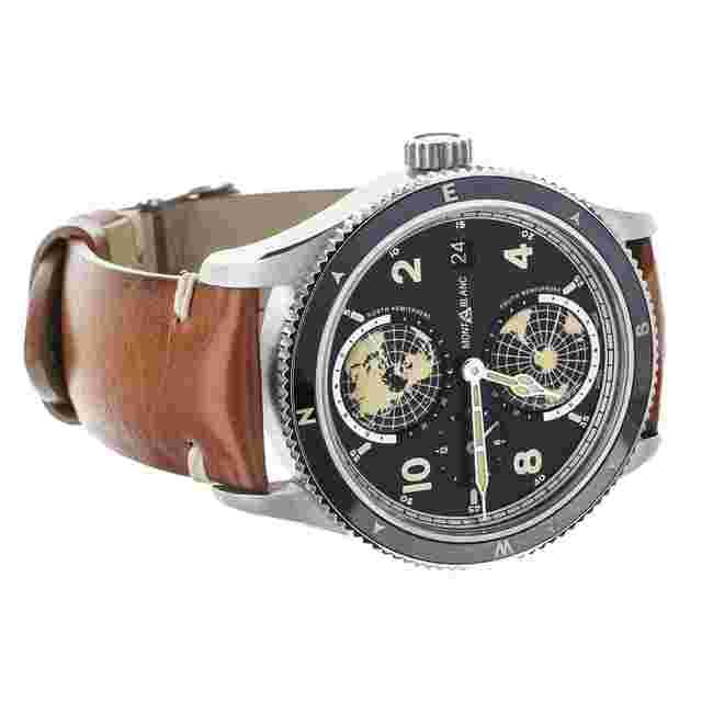 Montblanc 1858 Geosphere Black Dial World Time Stainless Steel 42mm 119286