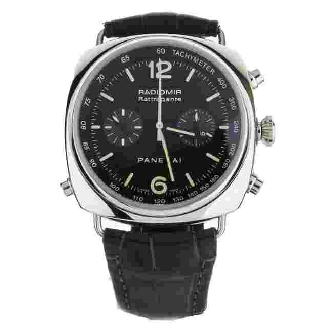 Panerai Radiomir Rattrapante Stainless Steel Black Dial on Alligator 45mm PAM214