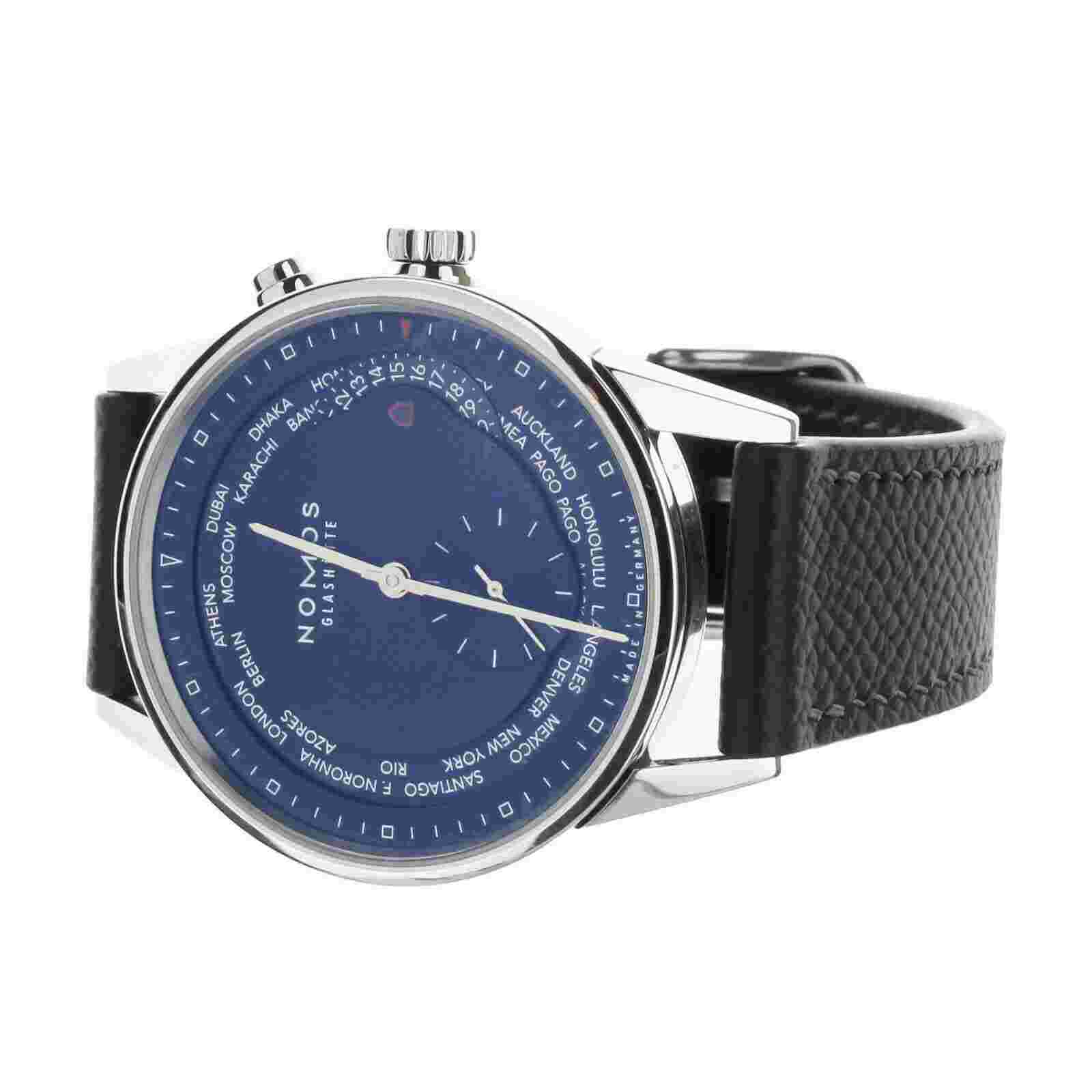 Nomos Zurich Weltzeit Blue Dial stainless steel world time 39mm 807 full set