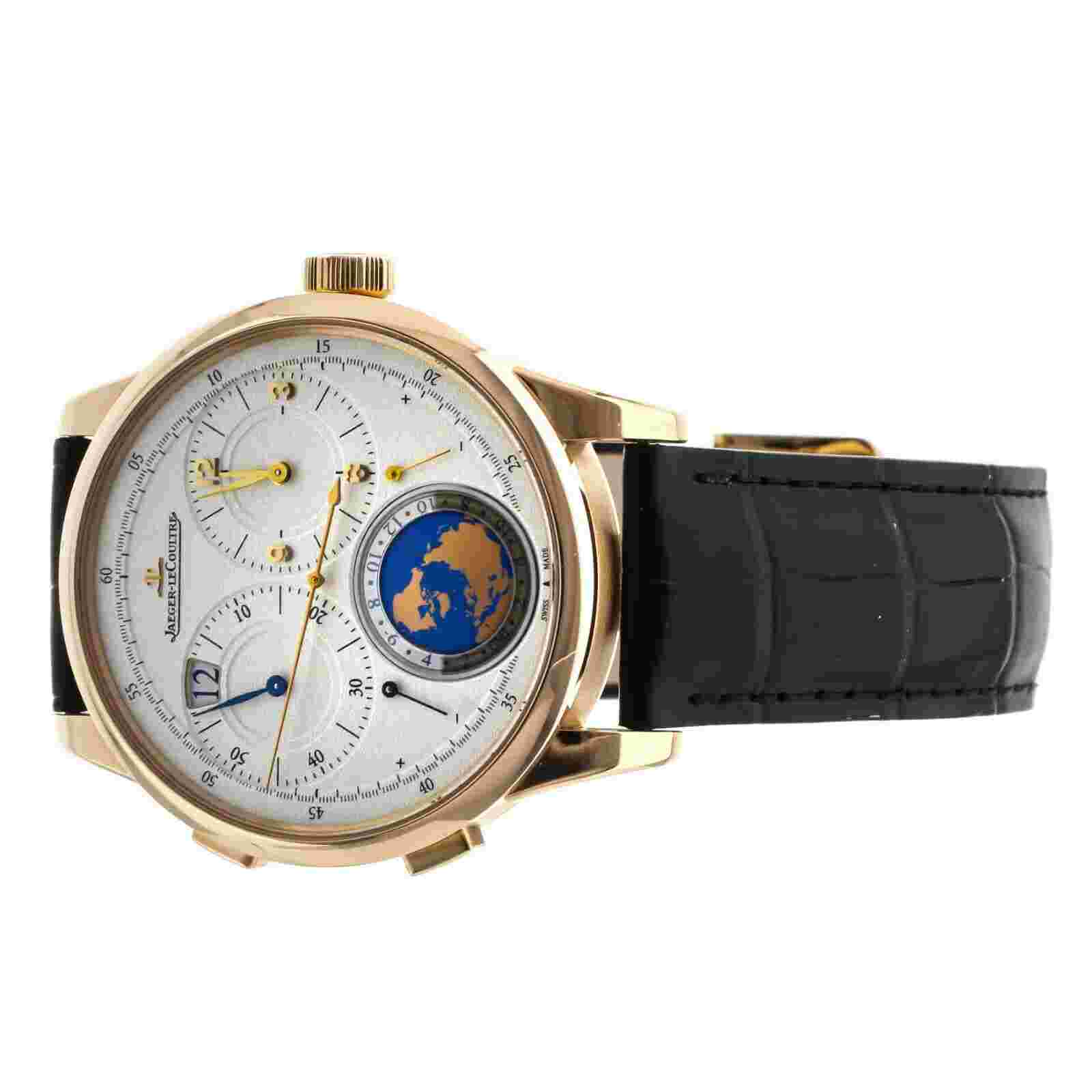 Jaeger LeCoultre Duometre Unique Travel Time Rose Gold Silver Dial