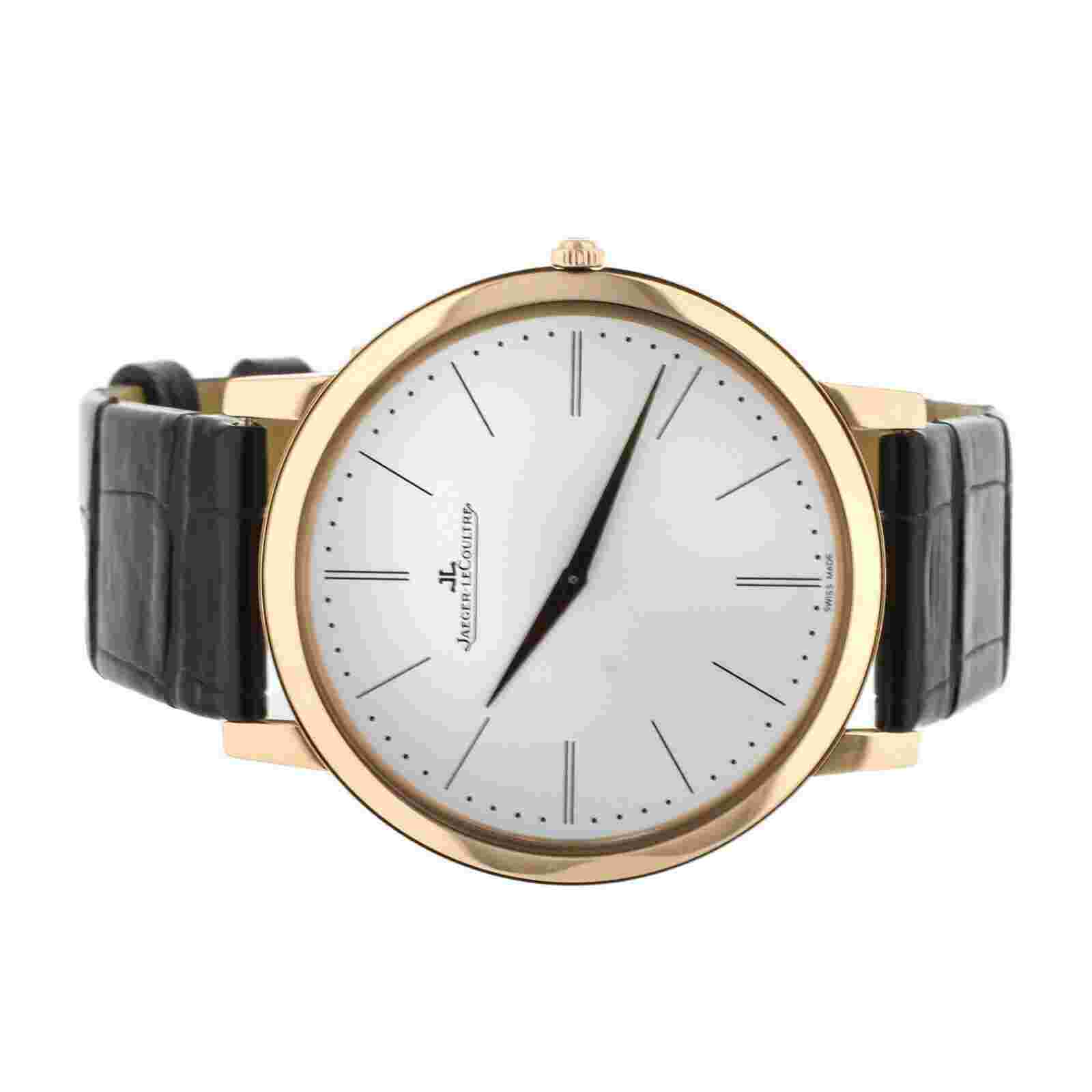 Jaeger LeCoultre Master Ultra Thin Rose Gold Silver Dial Alligator