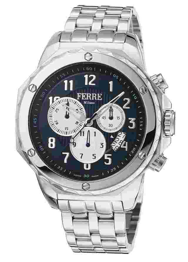 Ferre Milano IP Black  Silver Stainless Steel FM1G071M0071 Watch
