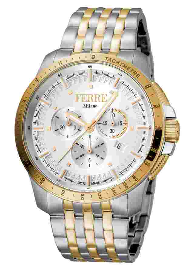 Ferre Milano Silver Two Toned SS/IPYG SSw/ 2/4/6 links in GP FM1G078M0081 Watch