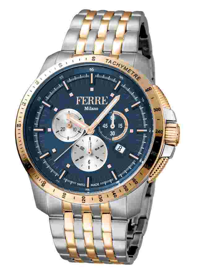 Ferre Milano D. Blue Two Toned SS/IPRG SSw/ 2/4/6 links in RG FM1G078M0091 Watch