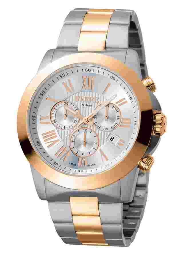 Ferre Milano Silver Two Toned SS/IPRG SSw/ Middle link in RG FM1G079M0091 Watch