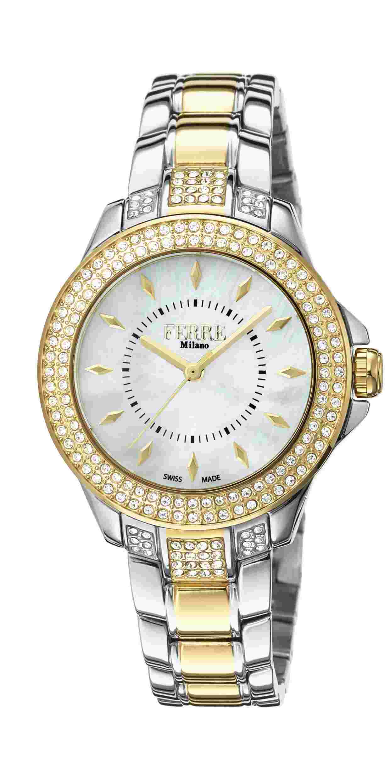 Ferre Milano Silver Two Toned IPYG Stainless Steel   FM1L067M0101 Watch