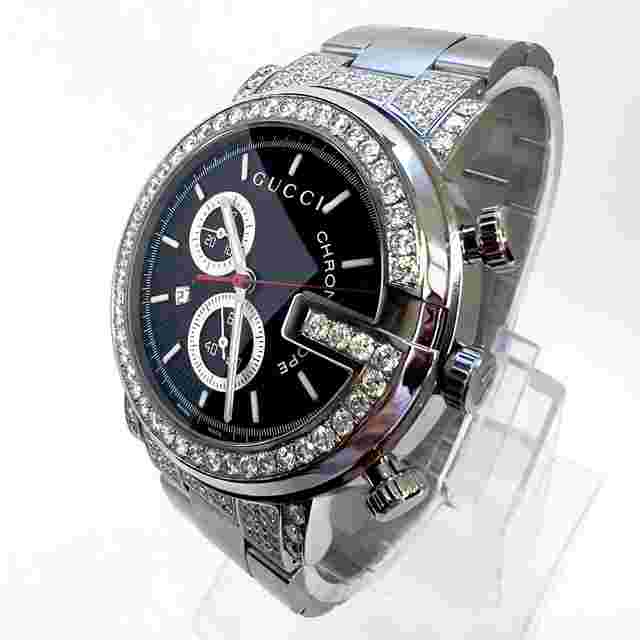 GUCCI G Chronograph Quartz 44mm Steel 3.65TCW Diamond Watch