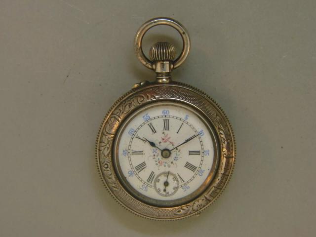 Vintage Lady Racine Pin Set Mechanical Wind Up Pocket Watch Sterling 0.935 Case