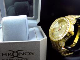 Yellow Iced Bezel & Band Khronos Jojino Joe Rodeo Genuine Diamond Watch 50mm