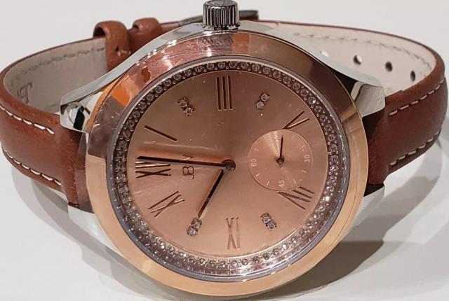 $900 MSRP| JBW Aria Rose Diamond Dial Brown Leather Ladies Watch