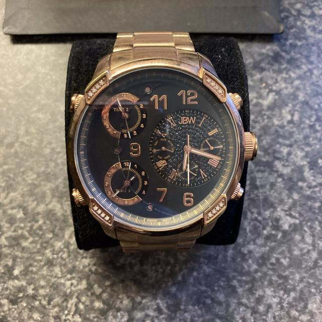 JBW Mens Watch Swiss Quartz Diamond Black Rose Gold Limited Edition 001/500 RARE