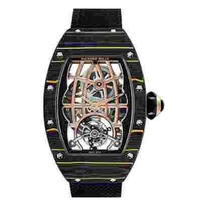 Richard Mille Rm 74-02 Automatic Winding Tourbillon 34.40Mm 3N Gold Carbon Tpt Black Fabric Strap Ladies Watch