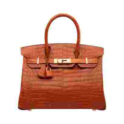 Hermes Birkin 30 Fauve Matt Croco Gold Hw Handbag