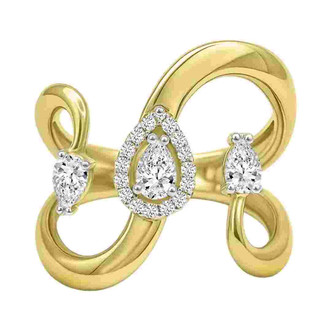 PEAR & ROUND RING- HRD- E-F/VS 0.64 CTS- A21R,Total Wt – 5.97gm