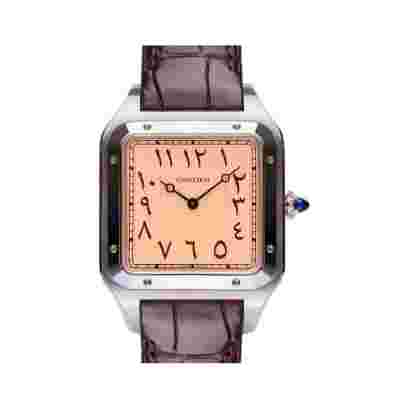 Cartier Santos WSSA0049 Dubai Watch Club Edition Stainless Steel 33mm Salmon Arabic Dial Unisex Watch
