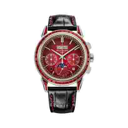 Patek Philippe Perpetual Calendar 5271/12P-010 Platinum Ruby Baguette Diamond Bezel 41mm Red Dial Men’s Watch