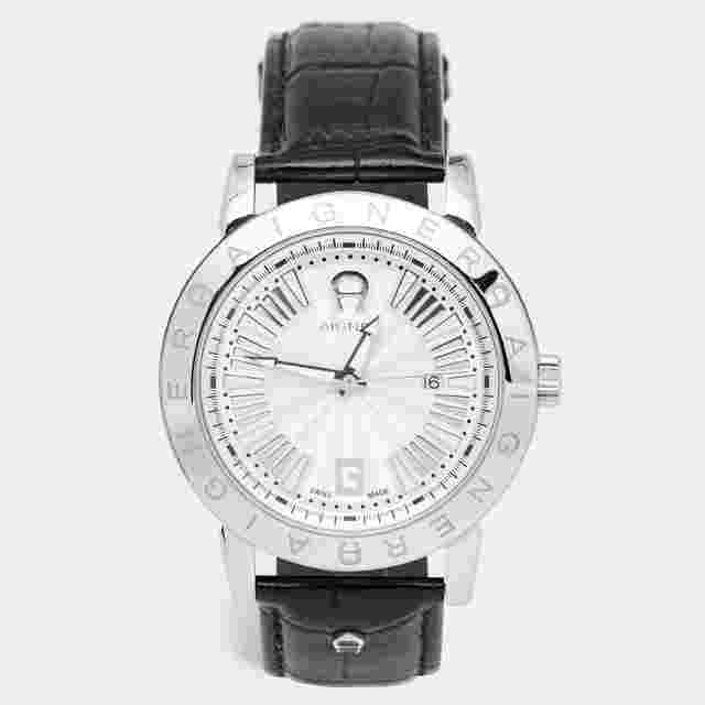 Aigner Silver Stainless Steel Leather Cortina A26000 Men's Wristwatch 42 mm