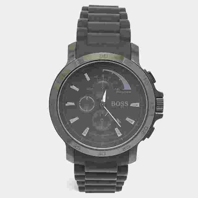 Boss By Hugo Boss Black Ion Plated Stainless Steel Rubber HB.76.1.34.2161 Men's Wristwatch 47 mm