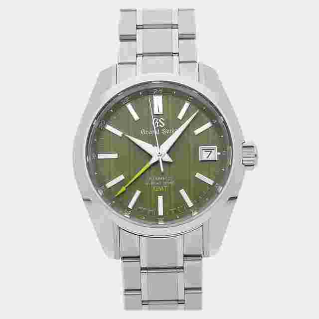 Pre-Owned Grand Seiko Heritage Collection Hi-Beat 36000 GMT SBGJ259 Green Automatic Stainless Steel Men's Wristwatch 40 MM