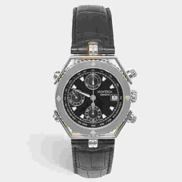 Montega MC03 Black Dial Stainless Steel Alligator Leather Men's Wristwatch 38 mm