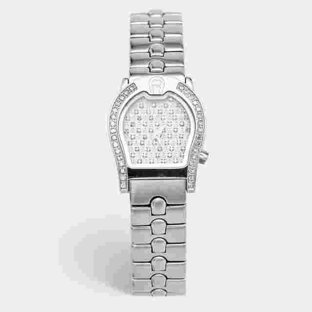 Aigner Ravenna A01200 Pave Dial Stainless Steel Women's Wristwatch 24 mm
