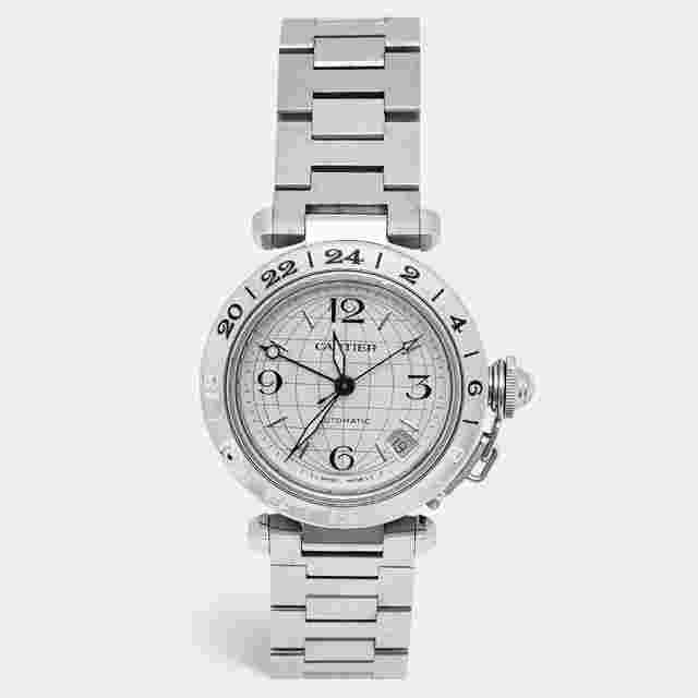 Cartier Pasha De Cartier GMT 2377 Silver Dial Stainless Steel Women's Wristwatch 35 mm
