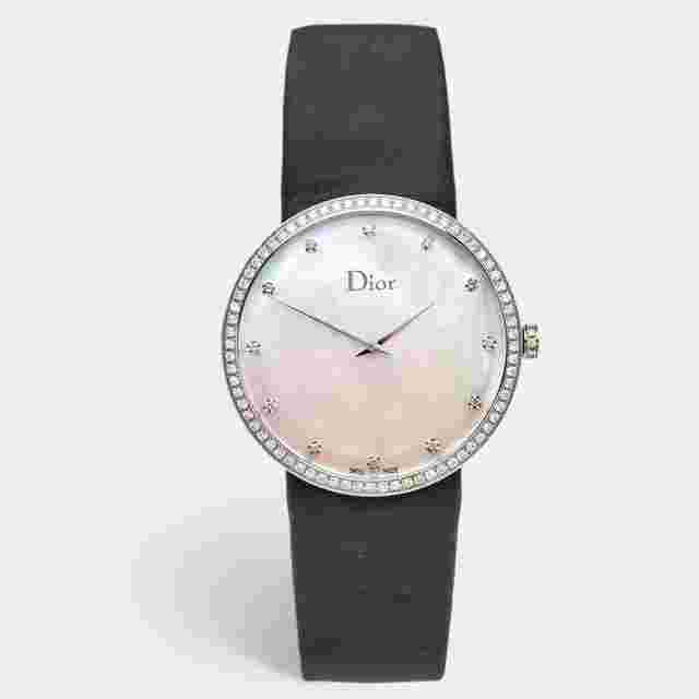 Dior La D De Dior CD043114A001 Mother Of Pearl Dial Diamond Stainless Steel Women's Wristwatch 38 mm