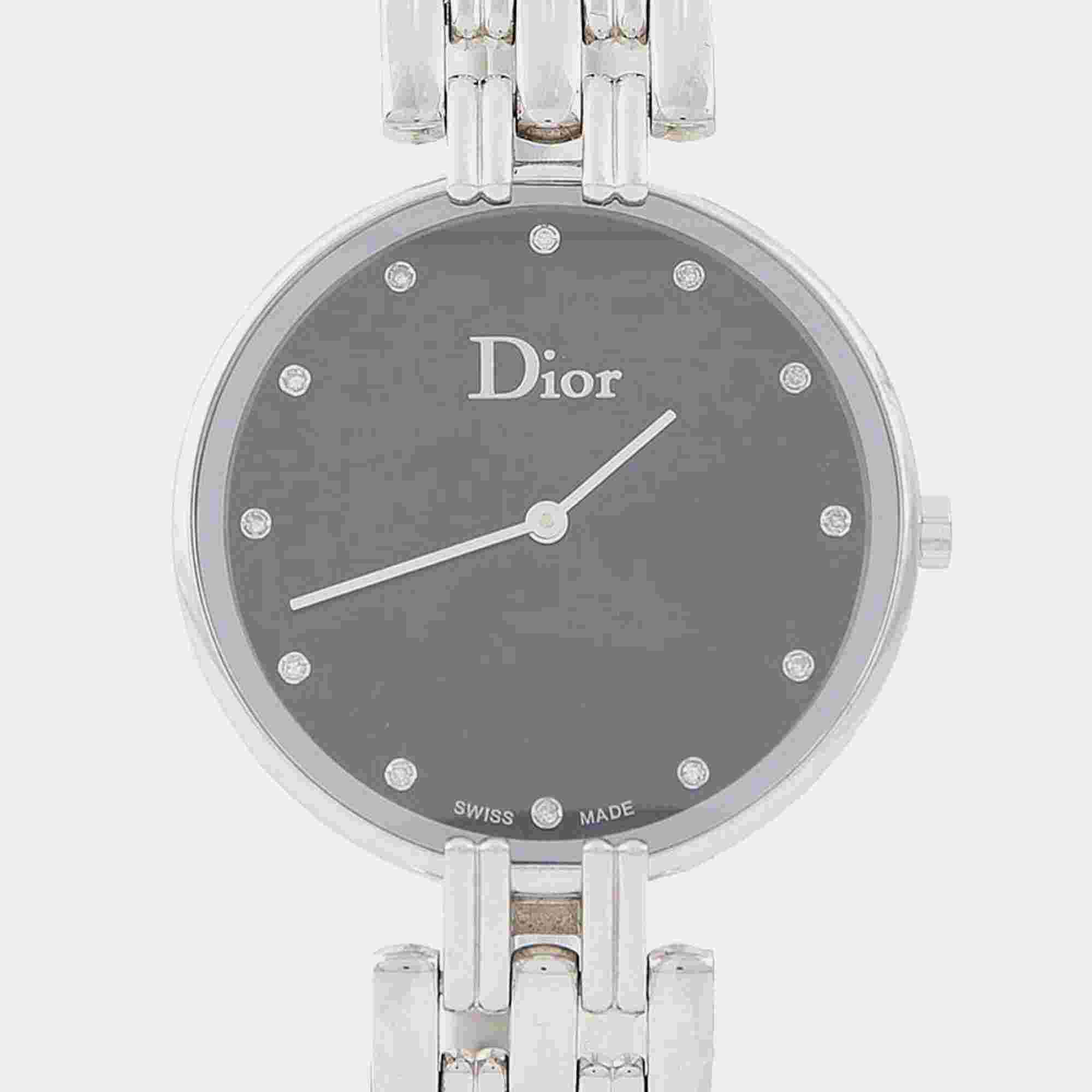 Dior Bagheera CD094110 Quartz Black Diamonds Stainless Steel Women's Wristwatch 35.5mm