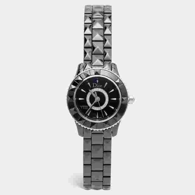 Dior Dior VIII Black Diamond Ceramic Stainless Steel CD1221E0C001 Women's Wristwatch 28 mm