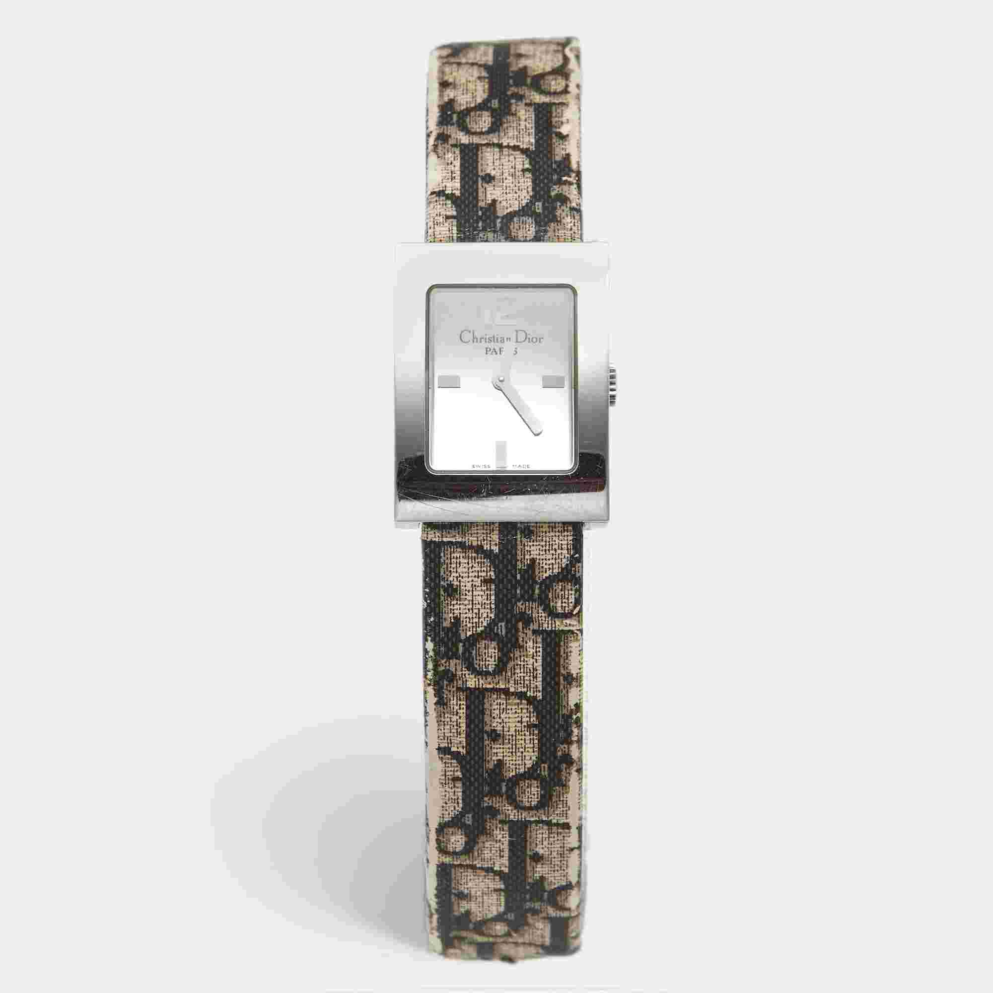 Christian Dior Malice D78-109 Silver Stainless Steel Leather Women's Wristwatch 19 mm