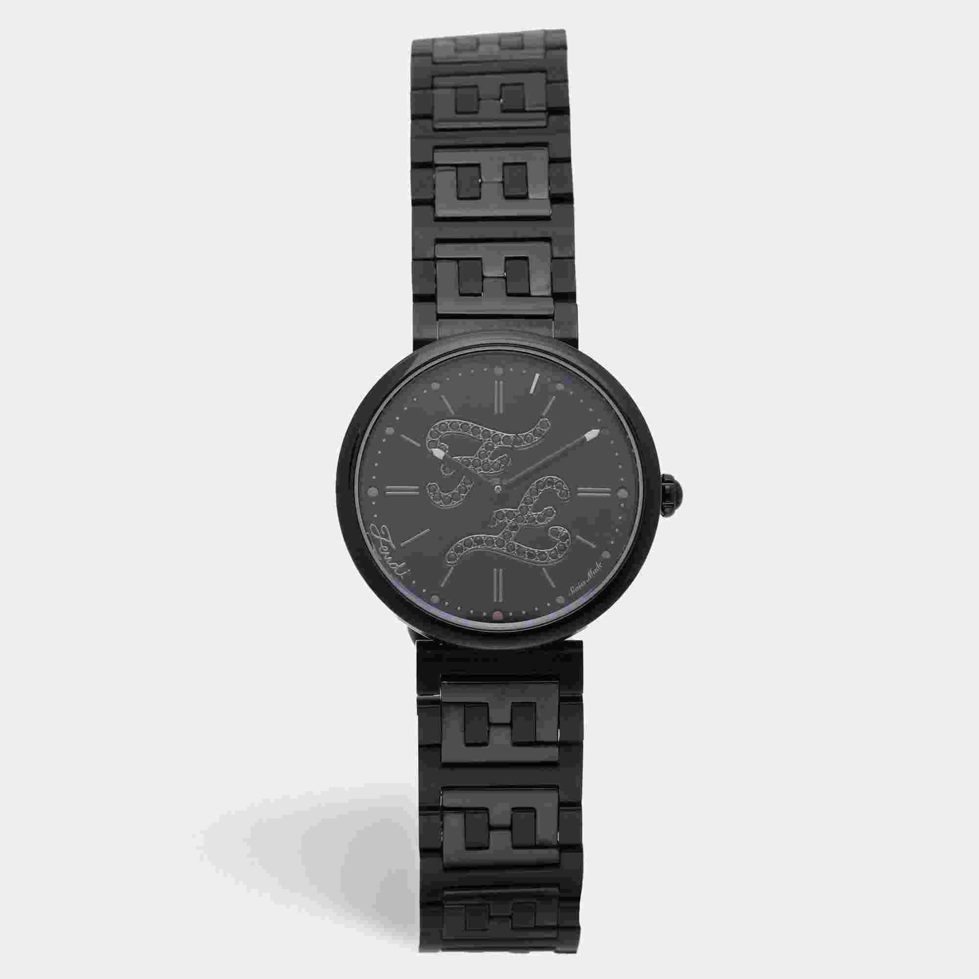 Fendi Stainless Steel Diamond Women's Wristwatch 29 mm