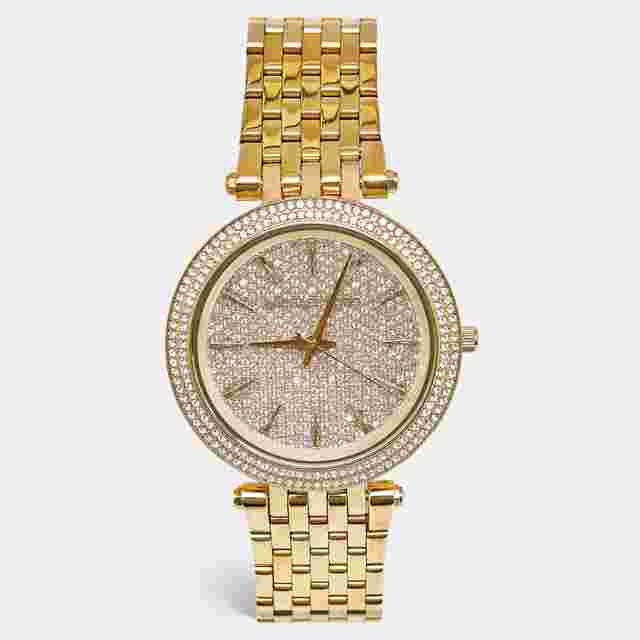 Michael Kors Darci MK3438 Pave Dial Gold Plated Stainless Steel Women's Wristwatch 39 mm