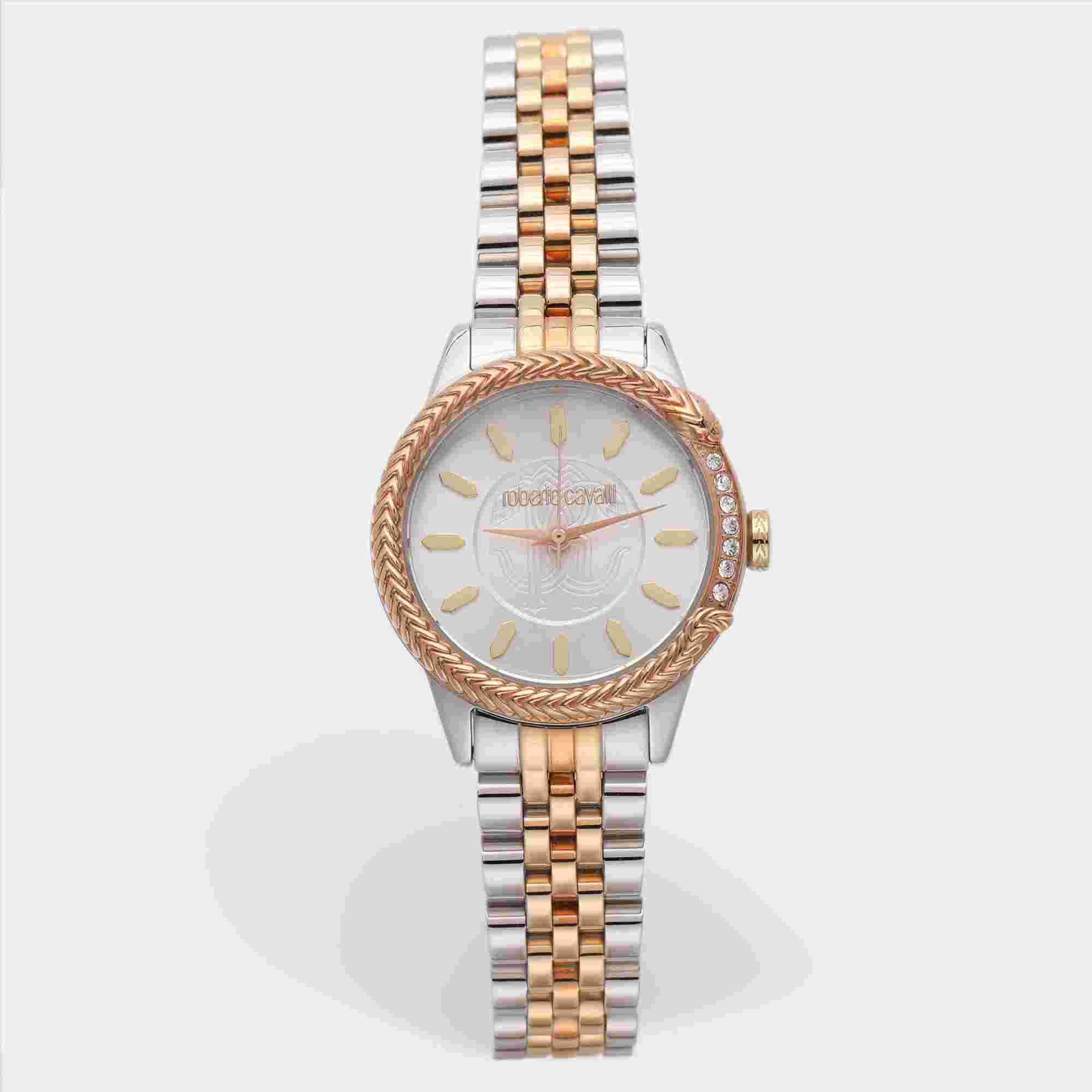 Roberto Cavalli Two Tone Stainless Steel RC5L077M1065 Women's Wristwatch 30 mm
