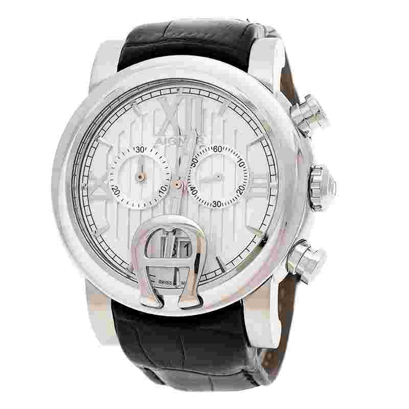 Aigner Silver White Stainless Steel Bari A37500 Men's Wristwatch 44 mm