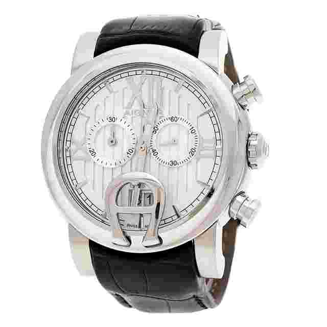 Aigner Silver White Stainless Steel Bari A37500 Men's Wristwatch 44 mm