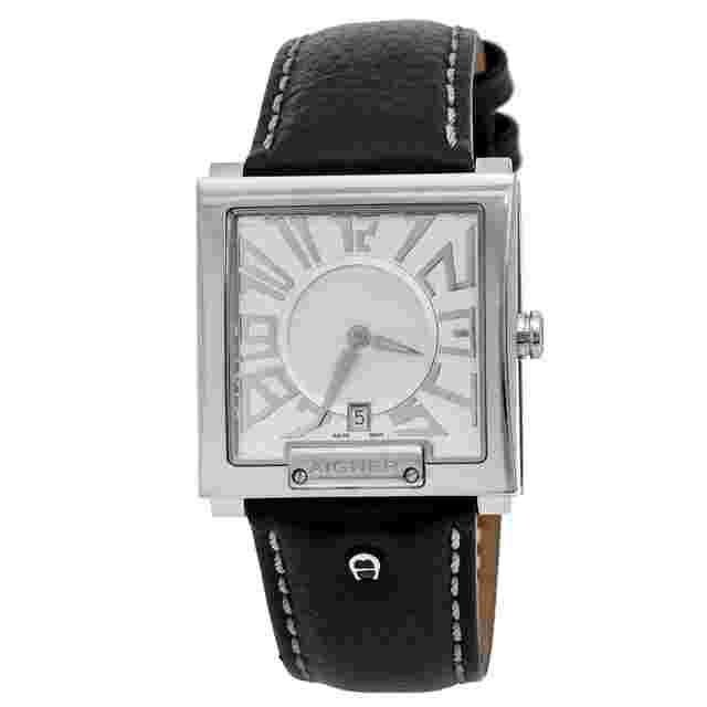Aigner Silver Stainless Steel Leather Torino A27000 Men's Wristwatch 36 mm