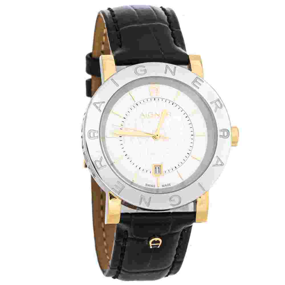 Aigner Silver White Two-Tone Stainless Steel Cortina A26000 Men's Wristwatch 41 mm