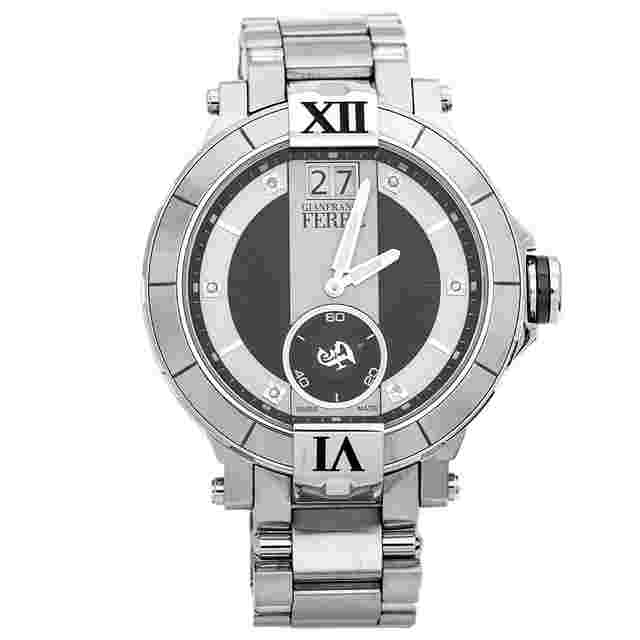 Gianfranco Ferre Black Stainless Steel Diamond Collection Men's Wristwatch 46 mm