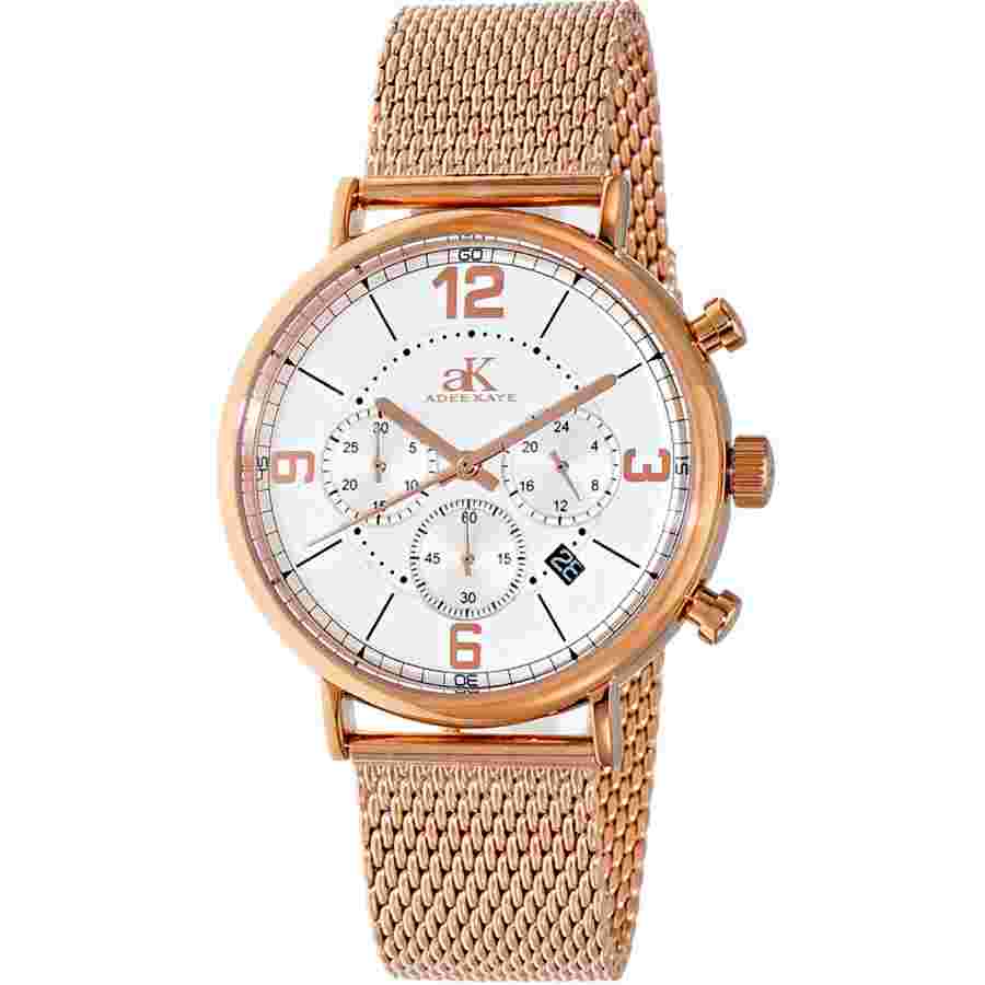 Adee Kaye Plunge Chronograph Quartz White Dial Men's Watch AK6178-MRGWT/MESH