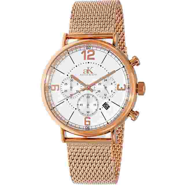 Adee Kaye Plunge Chronograph Quartz White Dial Men's Watch AK6178-MRGWT/MESH