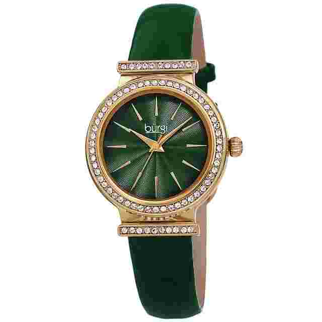 Burgi Green Dial Green Leather Ladies Watch BUR230GN
