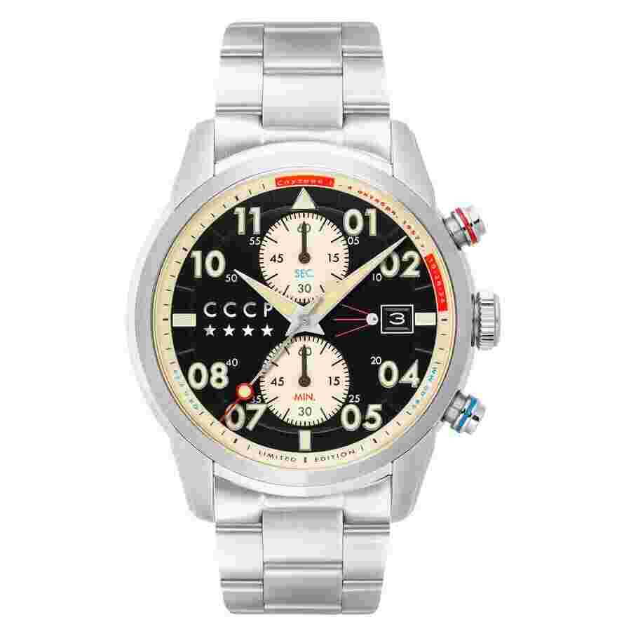 CCCP Sputnik Chronograph Quartz Black Dial Men's Watch CP-7098-11