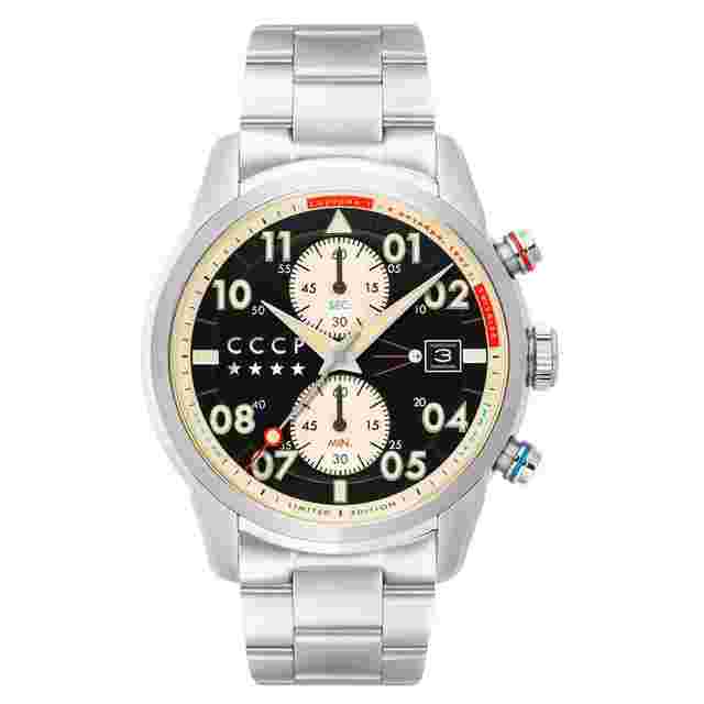 CCCP Sputnik Chronograph Quartz Black Dial Men's Watch CP-7098-11