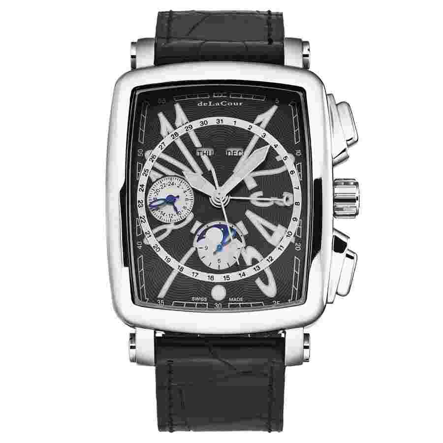deLaCour ViaLarga Chronograph Automatic Black Dial Men's Watch WAST1026-BLK